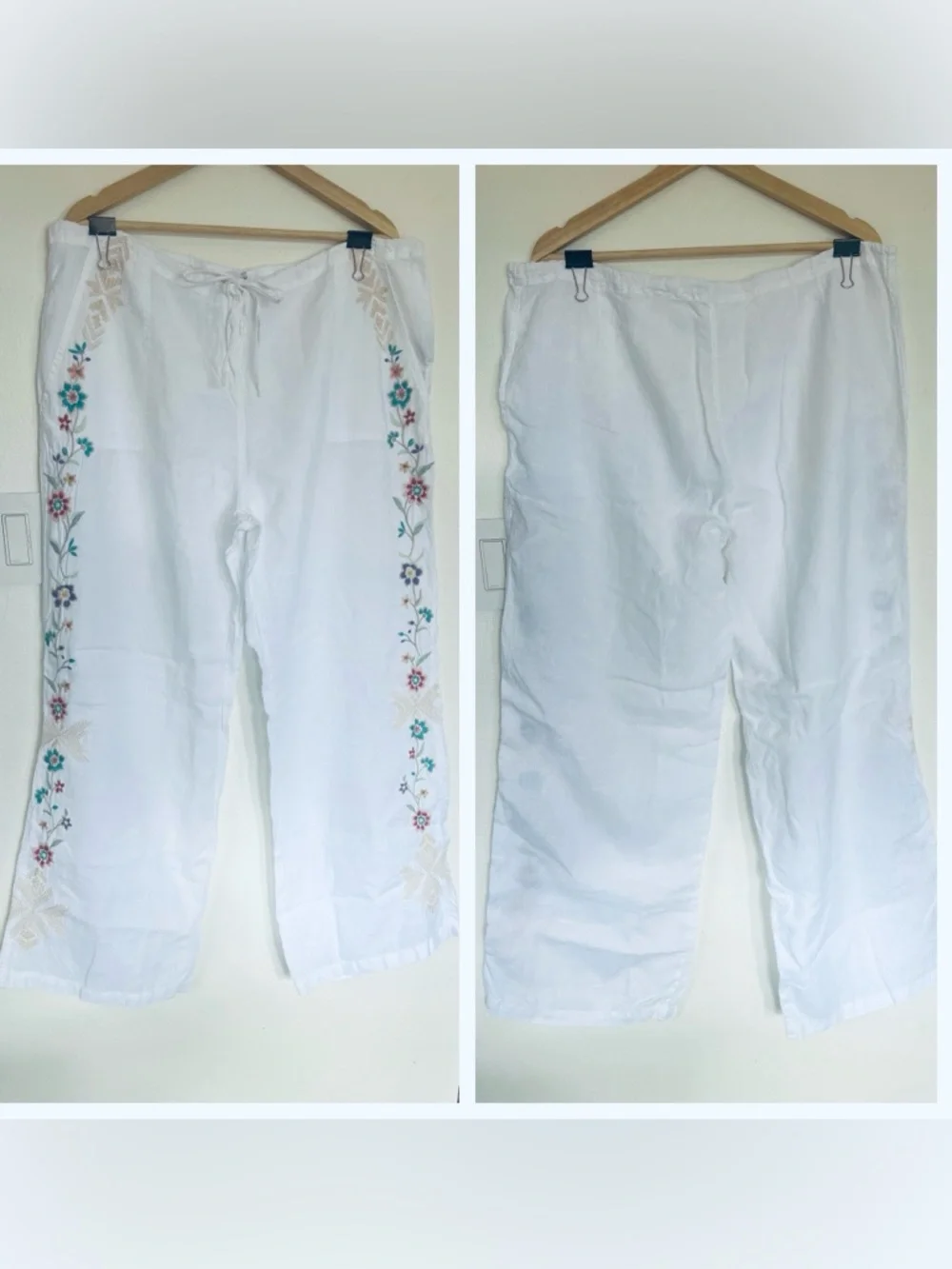 Johnny Was Embroidered Linen Pant - Picture 4 of 5